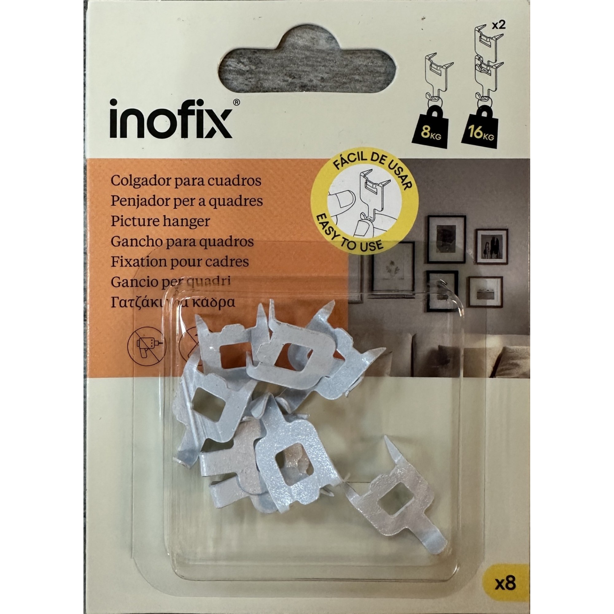 Ιnofix Γαντζάκι Κορνίζας Για Γυψοσανίδες Λευκό 8τεμ 3003-2