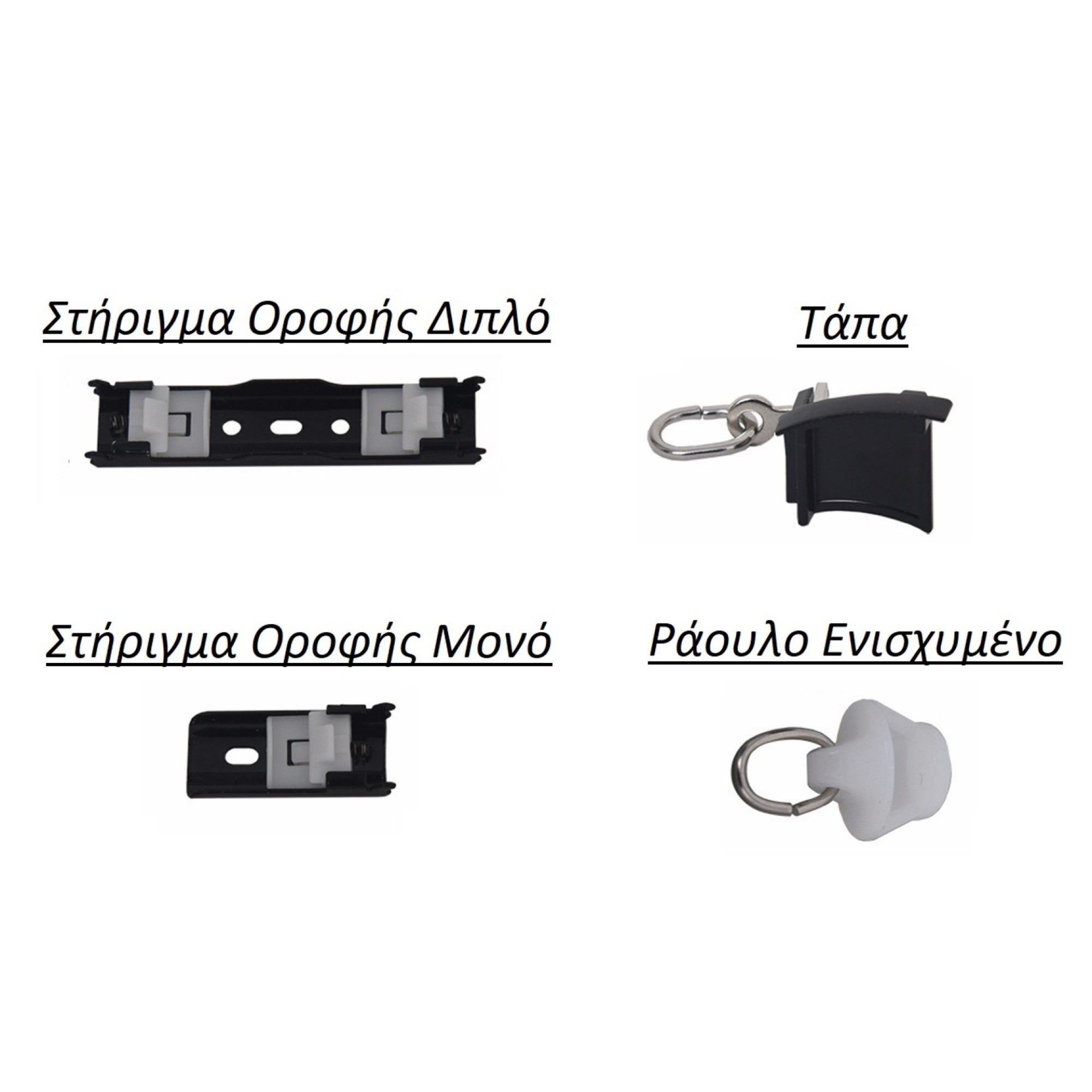 Μεταλλικός Σιδηρόδρομος Τοίχου Βαρέου Τύπου Μαύρος Μονός 25mm