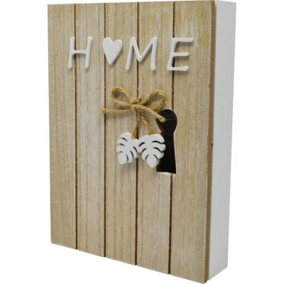 Κλειδοθήκη Ξύλινη Home Με Καρδιές Φυσικό 16x4x22cm 812707