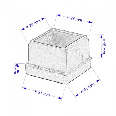 Τάπα Πλαστική Τετράγωνη Χωνευτή 30 mm x 30 mm  Σε Χρώμα Μαύρο